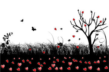 Abctract Valentine little heart in love tree vector