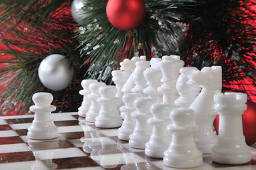 Start. White chess in Christmas decoration © dyoma