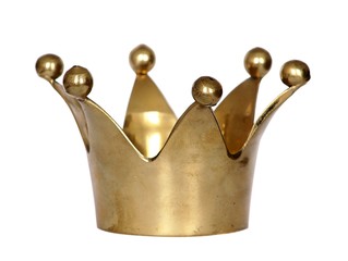 Golden crown isolated on white background. Success, award and carnival concept.