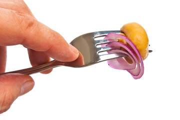 mushroom on a fork
