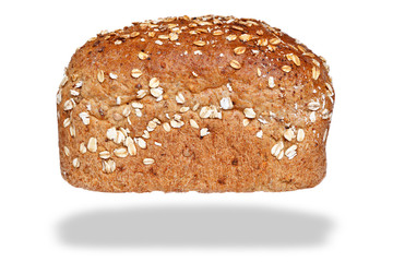 Loaf wholemeal bread isolated on awhite background.