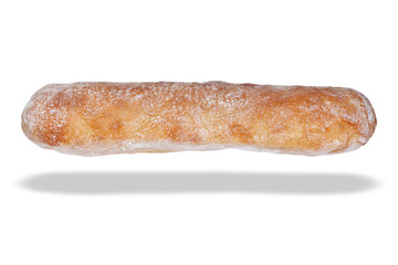 Loaf of Ciabatta bread isolated on awhite background.