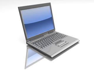 professional Laptop isolated on white with reflection