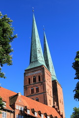 twin towers of church of Lubeck, Germany