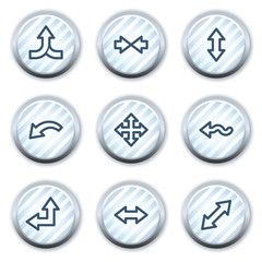 Arrows web icons set 2, stripped light blue circle buttons