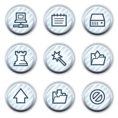 Data web icons, stripped light blue circle buttons