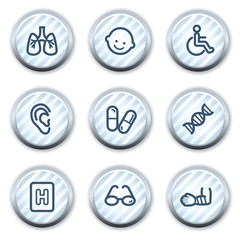 Medicine web icons set 2, stripped light blue circle buttons