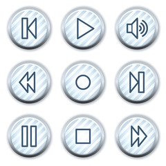 Walkman web icons, stripped light blue circle buttons