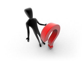 3d human with a red question mark - perplexity concept
