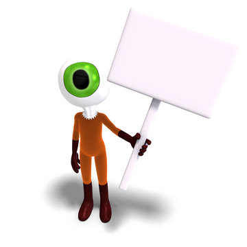 funny and cute cartoon guy with a great eye. 3D rendering with