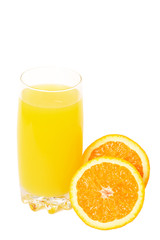Fresh orange juice on white background