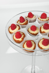 Raspberry Cheesecake Tartlets in Glass Dish