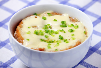 Onion soup on the table