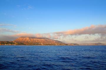 montgo mountain in blue Mediterranean dea Denia