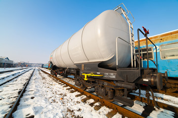 Fototapeta na wymiar Petroleum tank on railway