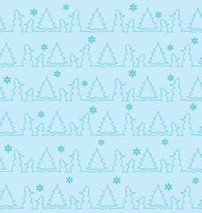 Pattern with snowmen and furtrees
