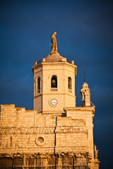 Tower of Valladolid Cathedral at sunset, Spain
