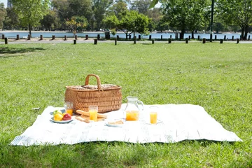 Fotobehang Picknick Picknick in een park