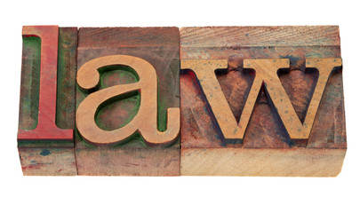 law - word in letterpress type