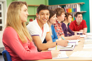 Fototapeta na wymiar Teenage Students Studying In Classroom
