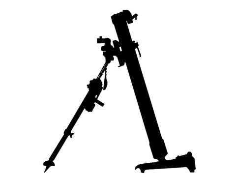 black mortar weapon silhouette on white background clip art preview