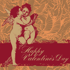 floral background with valentin's angels and text