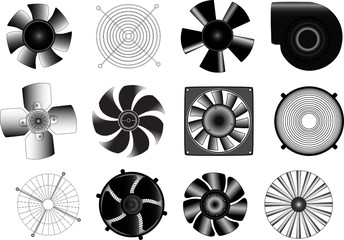 Set of vector electric industrial ventilators