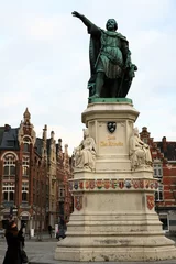 Foto auf Leinwand Artevelde-Denkmal auf dem Vrijdagmarkt © etfoto
