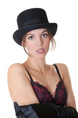 girl in a black hat
