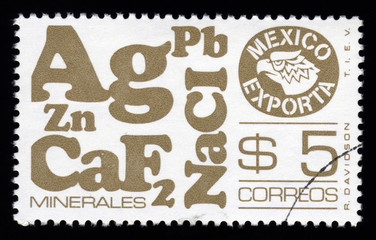 Mexican postage stamp minerals of Mexico