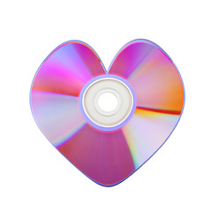 Close-up of colorful CD heart