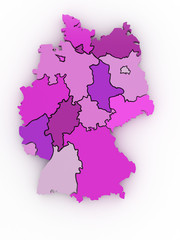 Three-dimensional map of Germany. 3d