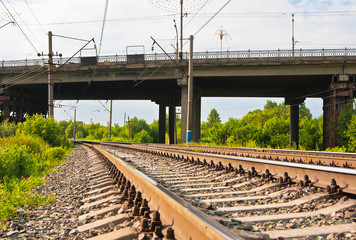 Naklejka premium Railway tracks and bridge