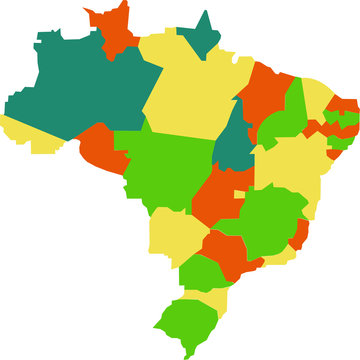 Vector map of Brazil with regions and states