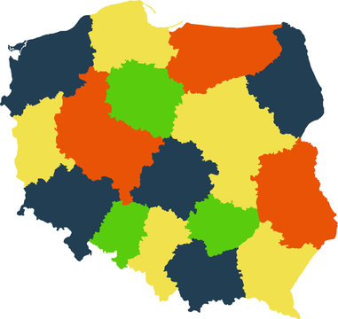 Fototapeta Vector map of Poland with regions and states