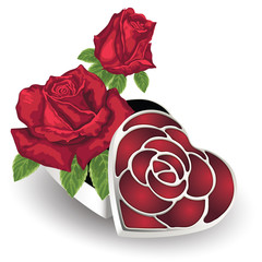 Heart gift box with roses