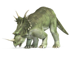 Dinosaur Styracosaurus. 3D rendering with clipping path and