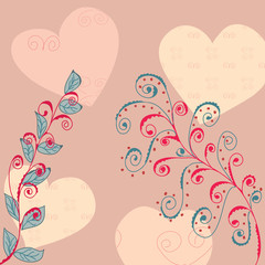 Floral greeting background in romantic style