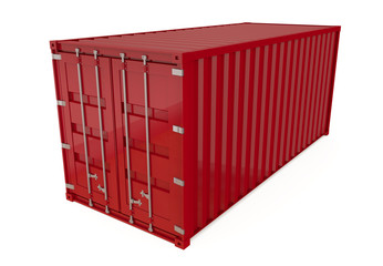 Red shipping container