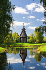 Wooden old church in park