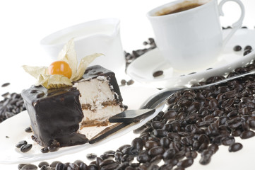Chocolate food with coffee and milk