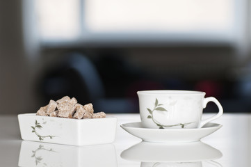 tea cup with brown sugar for relax time