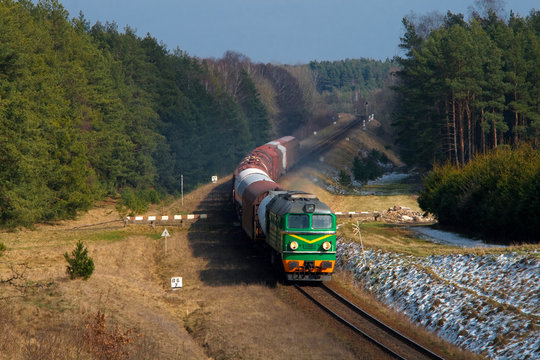Fototapeta Freight diesel train