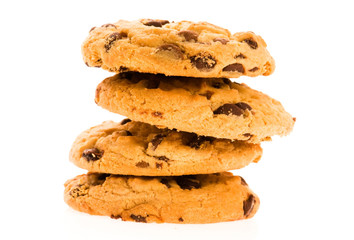 Chocolate Chip Cookies isolated on the white