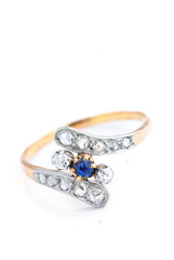 Gold Spahir Ring mit Diamanten