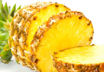 Fresh slice pineapple on white background