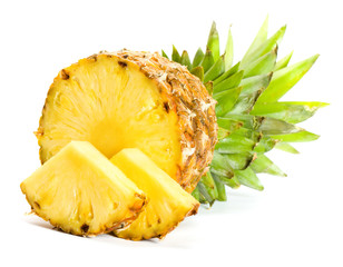 Fresh slice pineapple on white background - 29518810