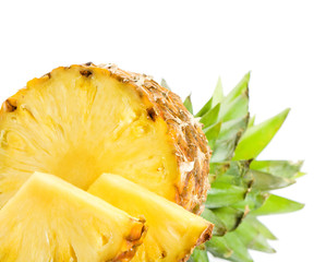 Fresh slice pineapple on white background