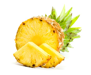 Fresh slice pineapple on white background