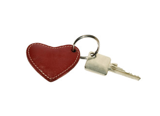 House keys with a red heart key ring